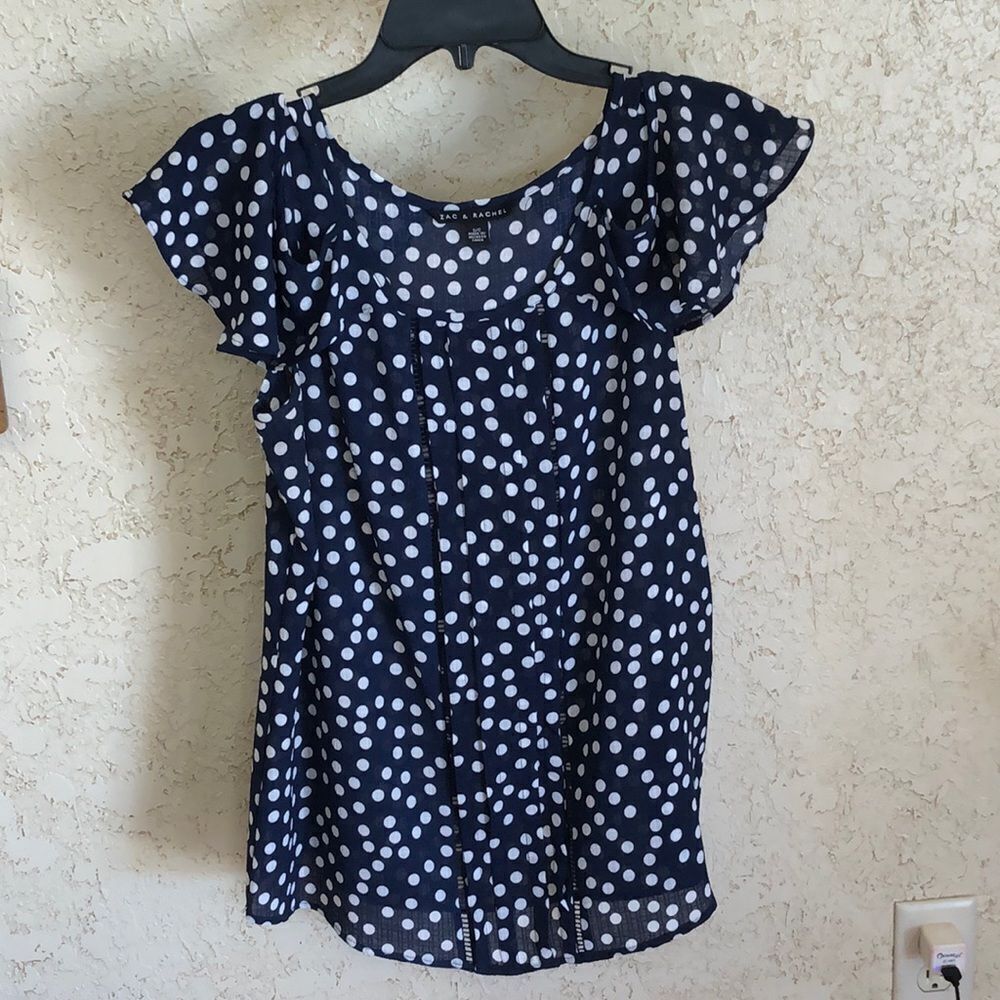 Zac & Rachel Polka Dot Tank with Decorative Off the shoulder Sleeve